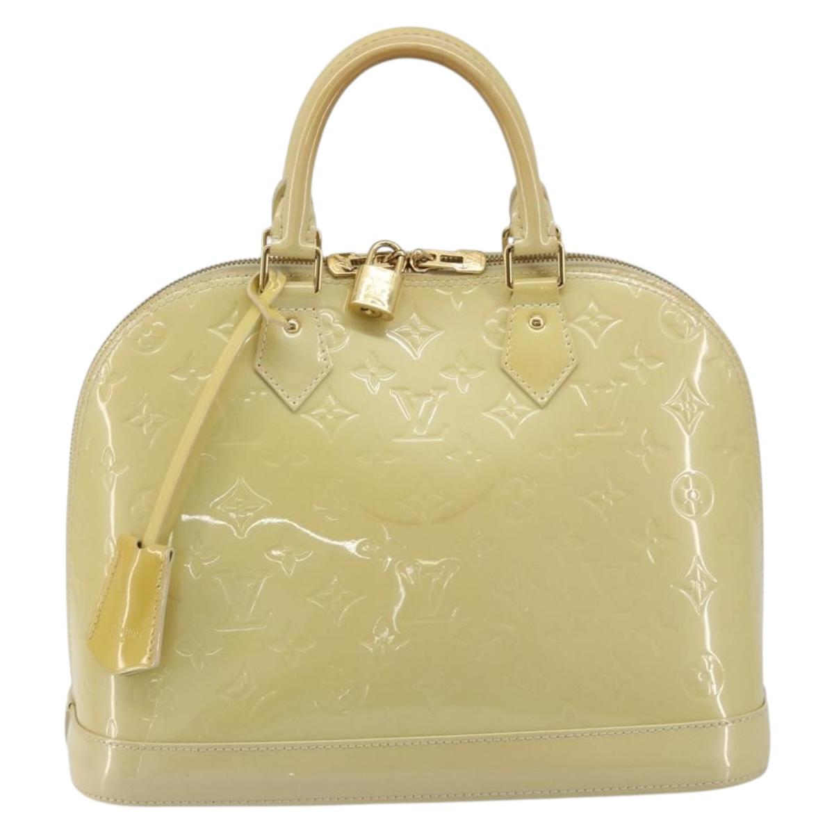 LOUIS VUITTON Monogram Vernis Alma PM Hand Bag Beige Poodle M91751 Auth 188876