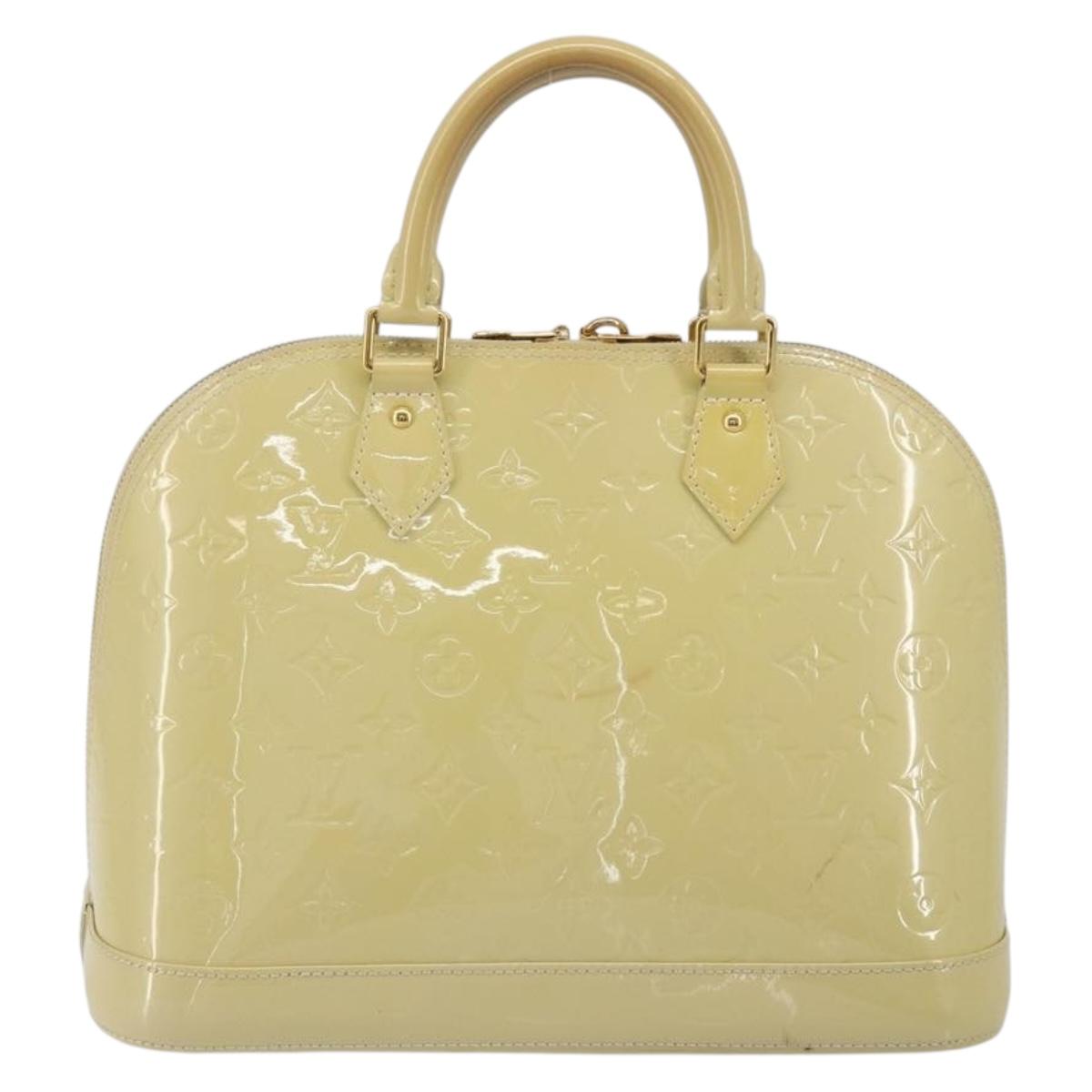 LOUIS VUITTON Monogram Vernis Alma PM Hand Bag Beige Poodle M91751 Auth 188876