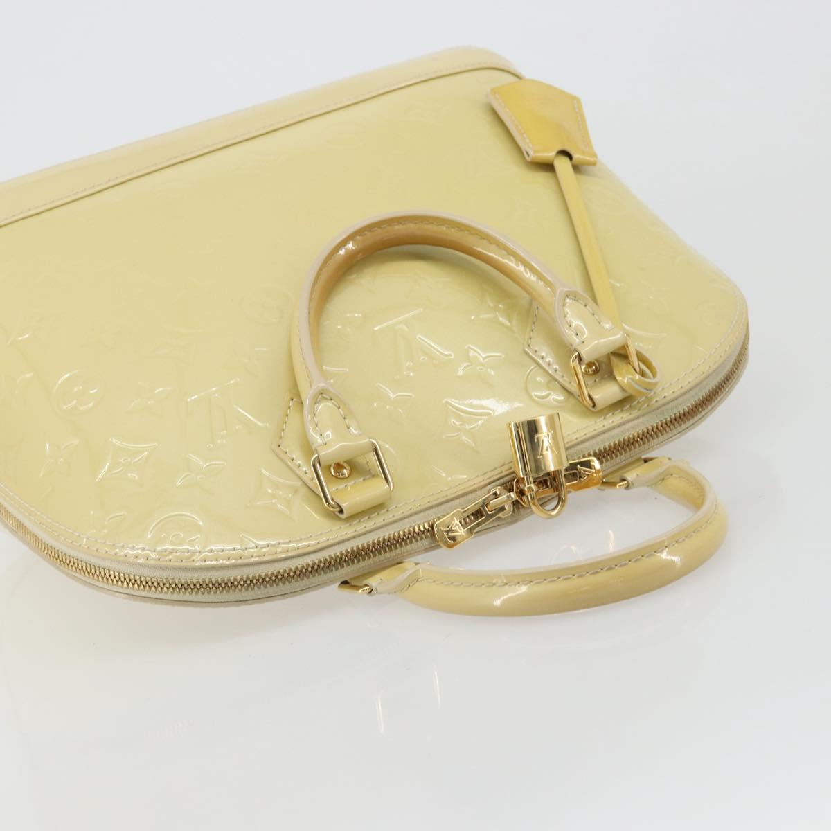 LOUIS VUITTON Monogram Vernis Alma PM Hand Bag Beige Poodle M91751 Auth 188876