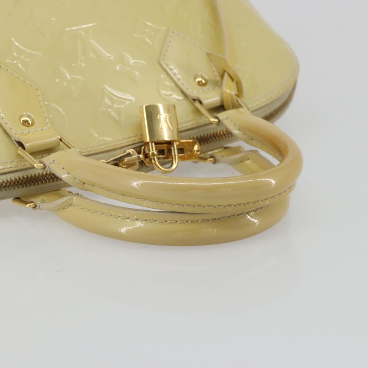 LOUIS VUITTON Monogram Vernis Alma PM Hand Bag Beige Poodle M91751 Auth 188876