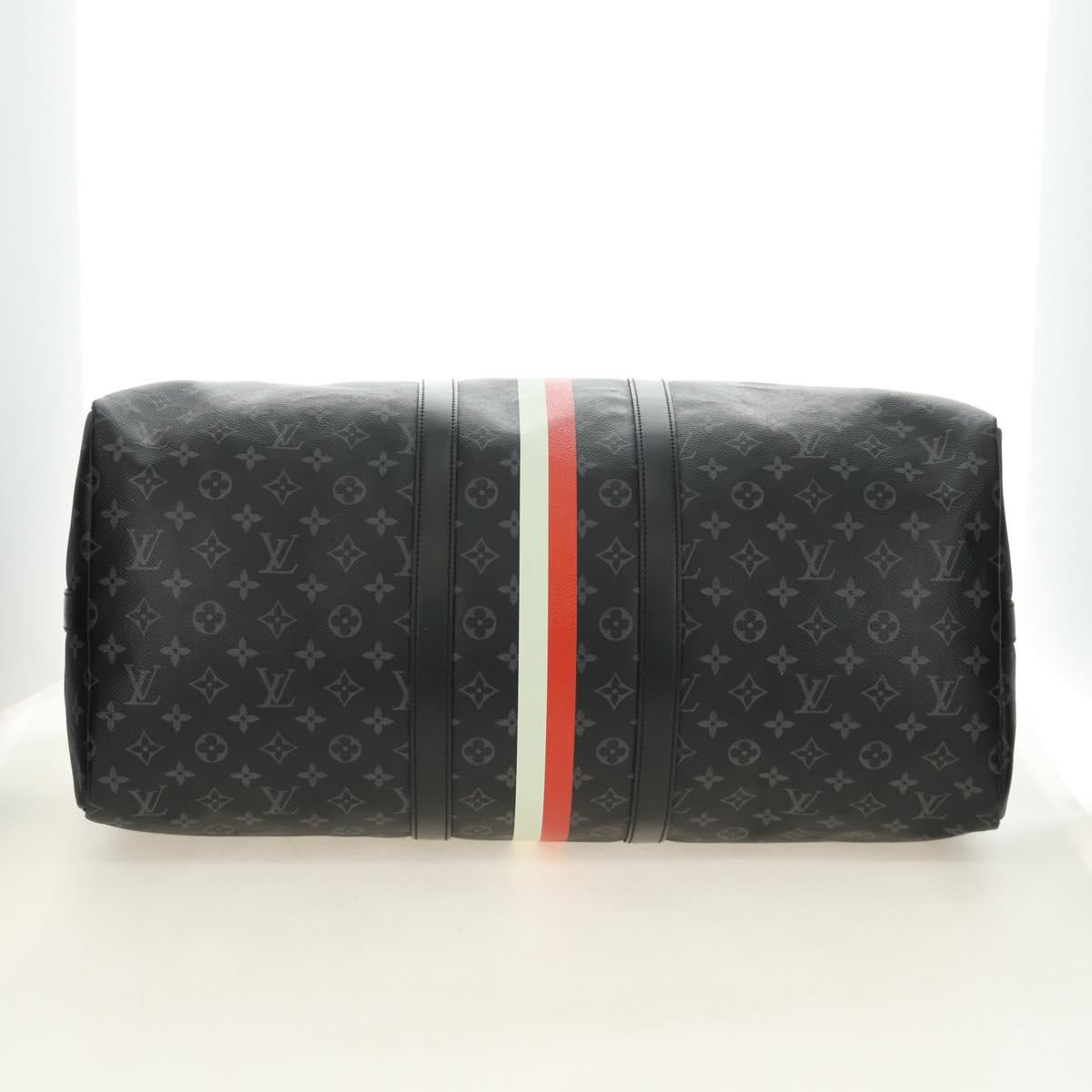 LOUIS VUITTON Monogram Eclipse Keepall Bandouliere 55 Boston Bag LV Auth 188879V