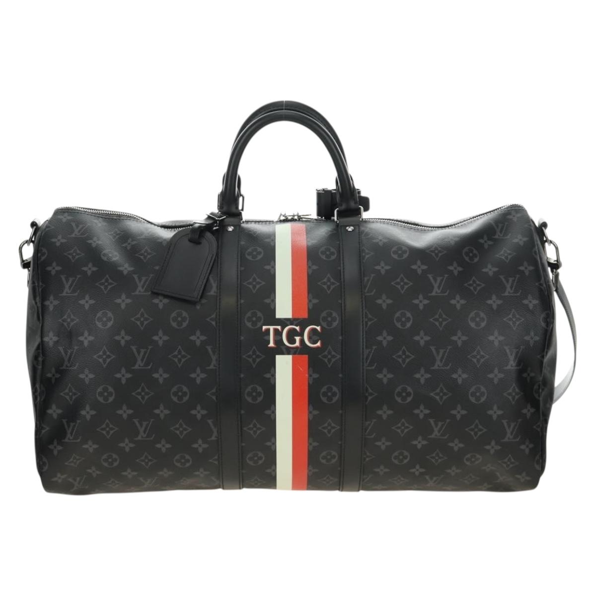 LOUIS VUITTON Monogram Eclipse Keepall Bandouliere 55 Boston Bag LV Auth 188879V