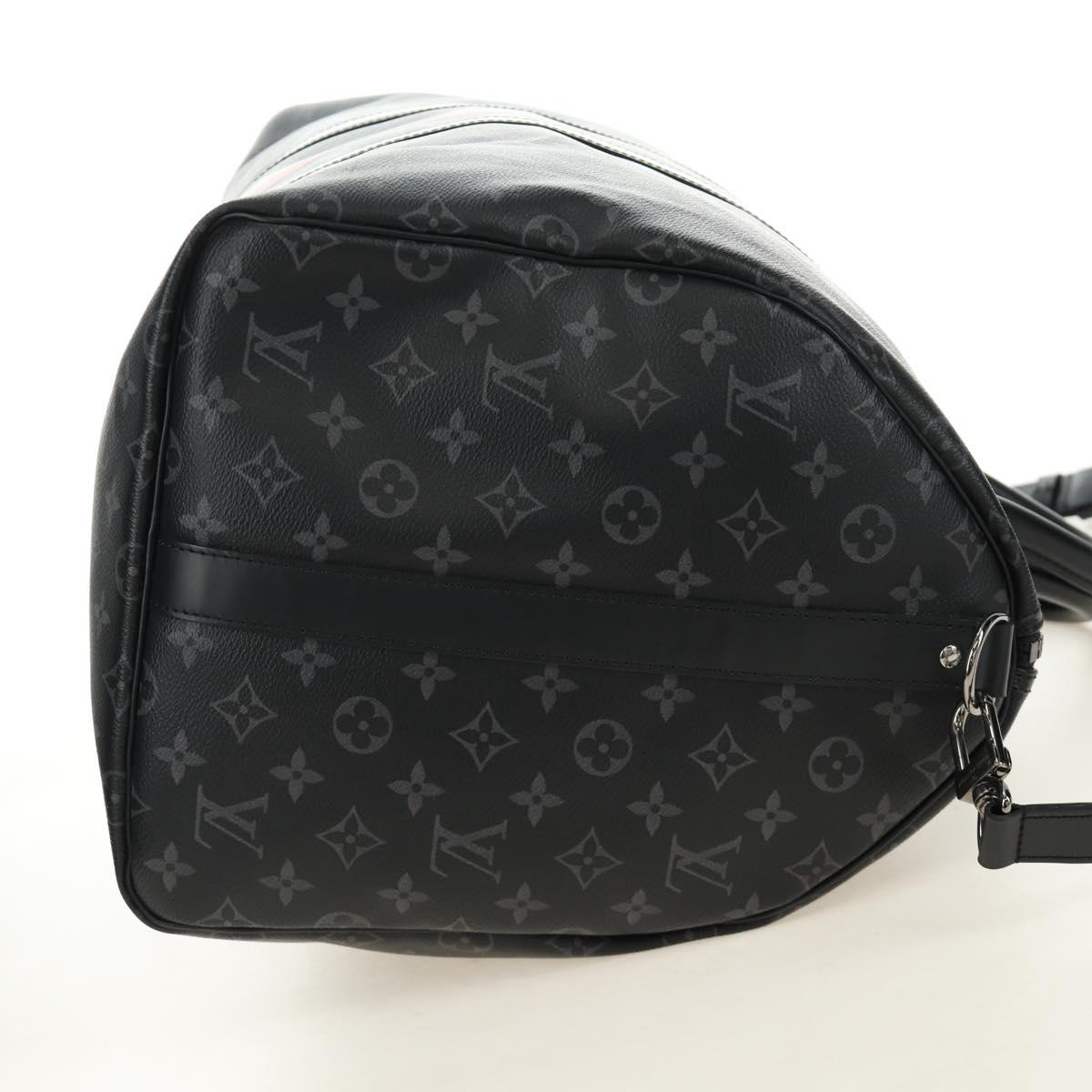 LOUIS VUITTON Monogram Eclipse Keepall Bandouliere 55 Boston Bag LV Auth 188879V
