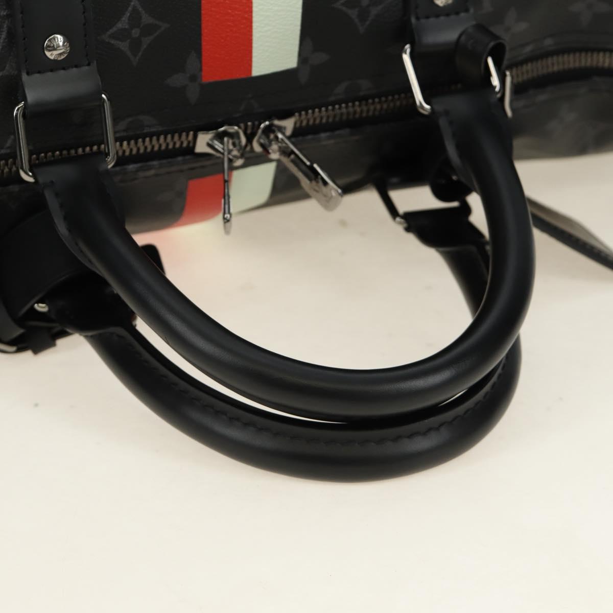 LOUIS VUITTON Monogram Eclipse Keepall Bandouliere 55 Boston Bag LV Auth 188879V