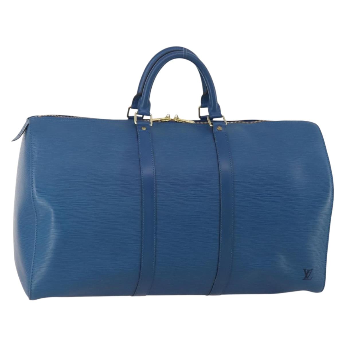 LOUIS VUITTON Epi Keepall 50 Boston Bag Blue M42965 LV Auth 188880A