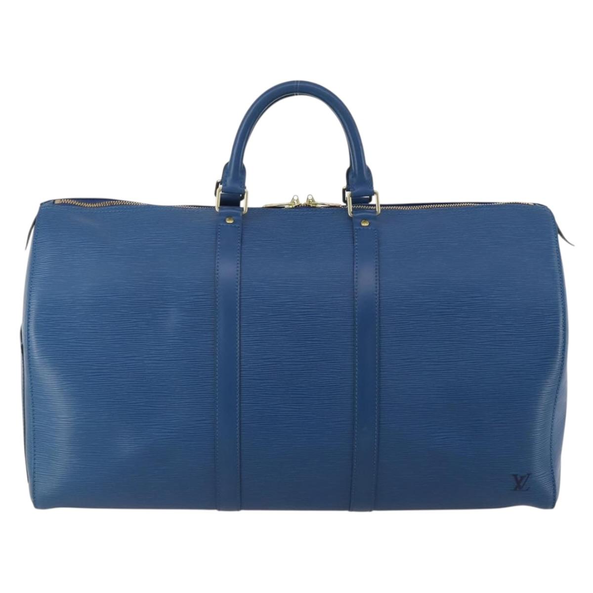 LOUIS VUITTON Epi Keepall 50 Boston Bag Blue M42965 LV Auth 188880A