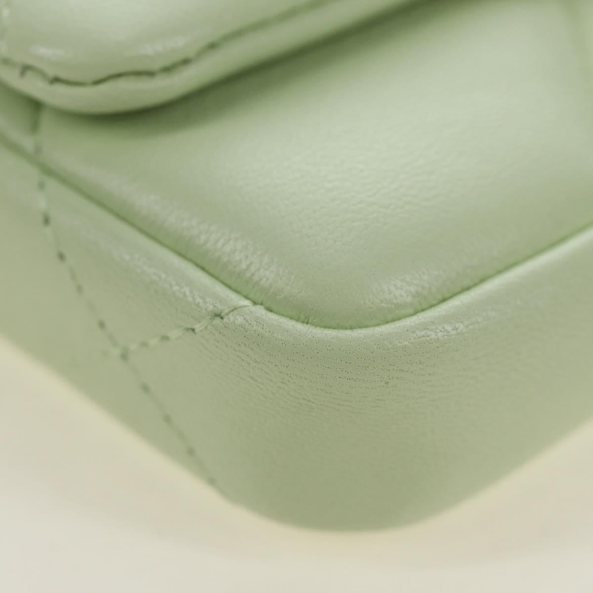 CHANEL Matelasse 19 Chain Bag Lamb Skin Gold Light green CC Auth 188887SAM
