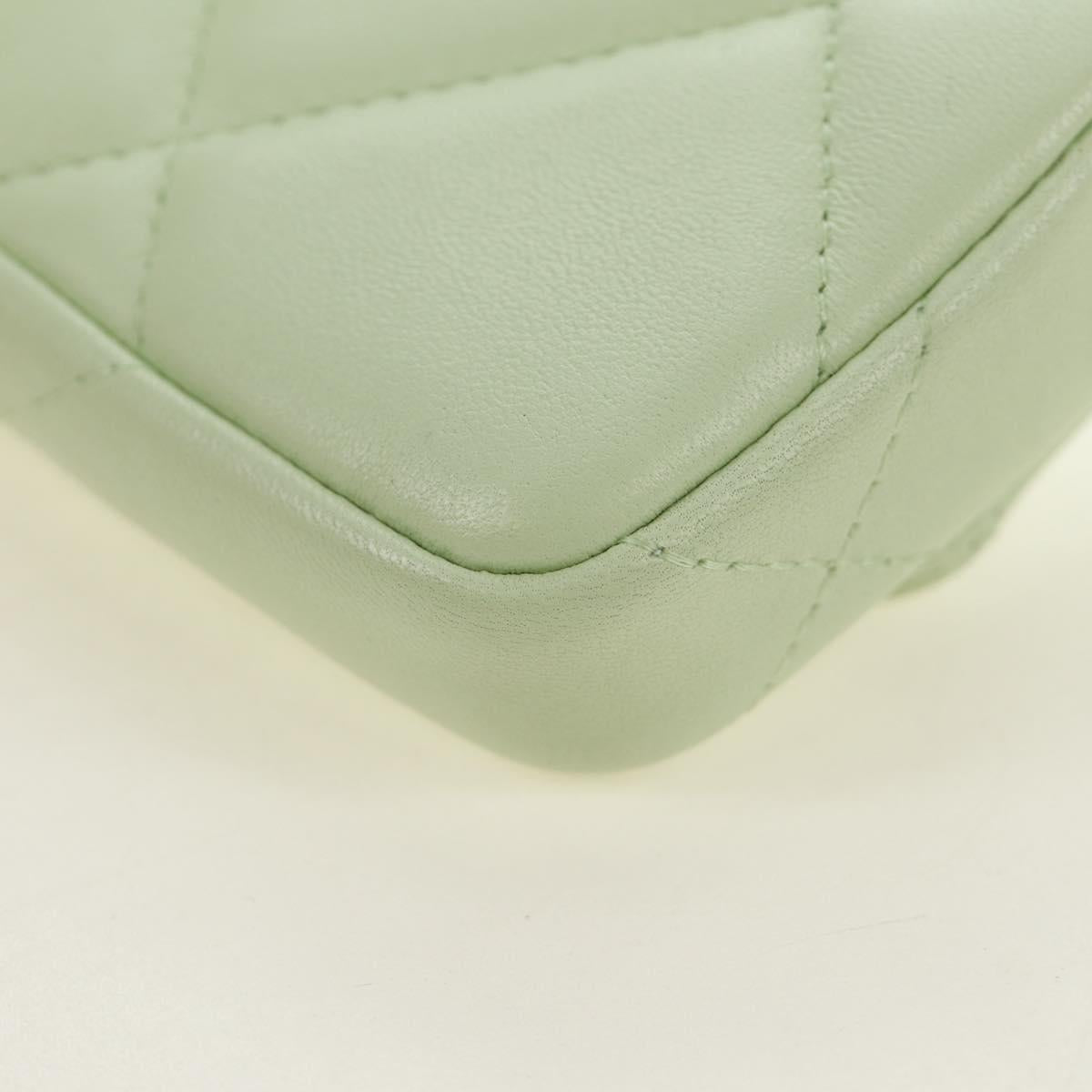 CHANEL Matelasse 19 Chain Bag Lamb Skin Gold Light green CC Auth 188887SAM