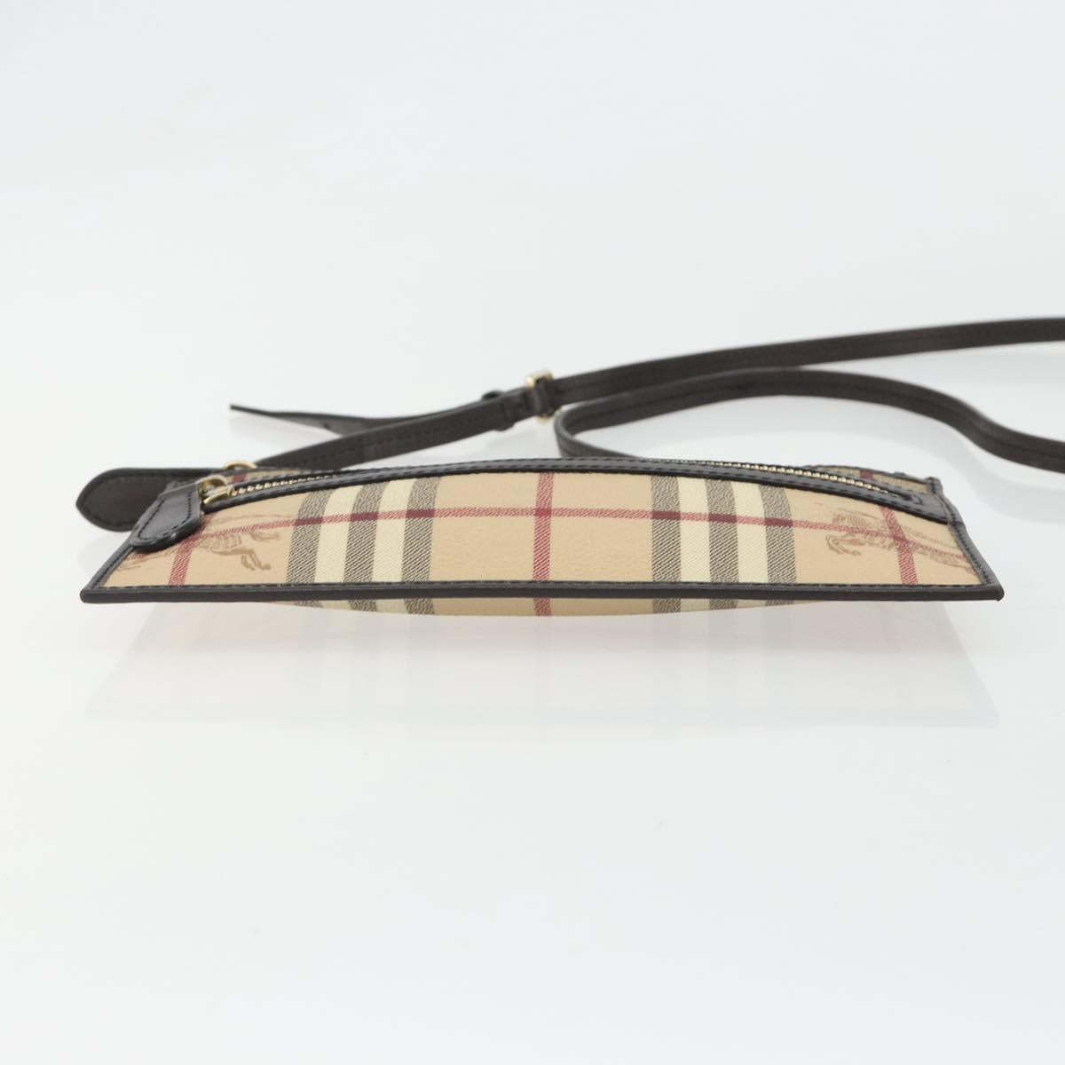 BURBERRY Nova Check Shoulder Bag PVC Beige Gold Auth 188891A