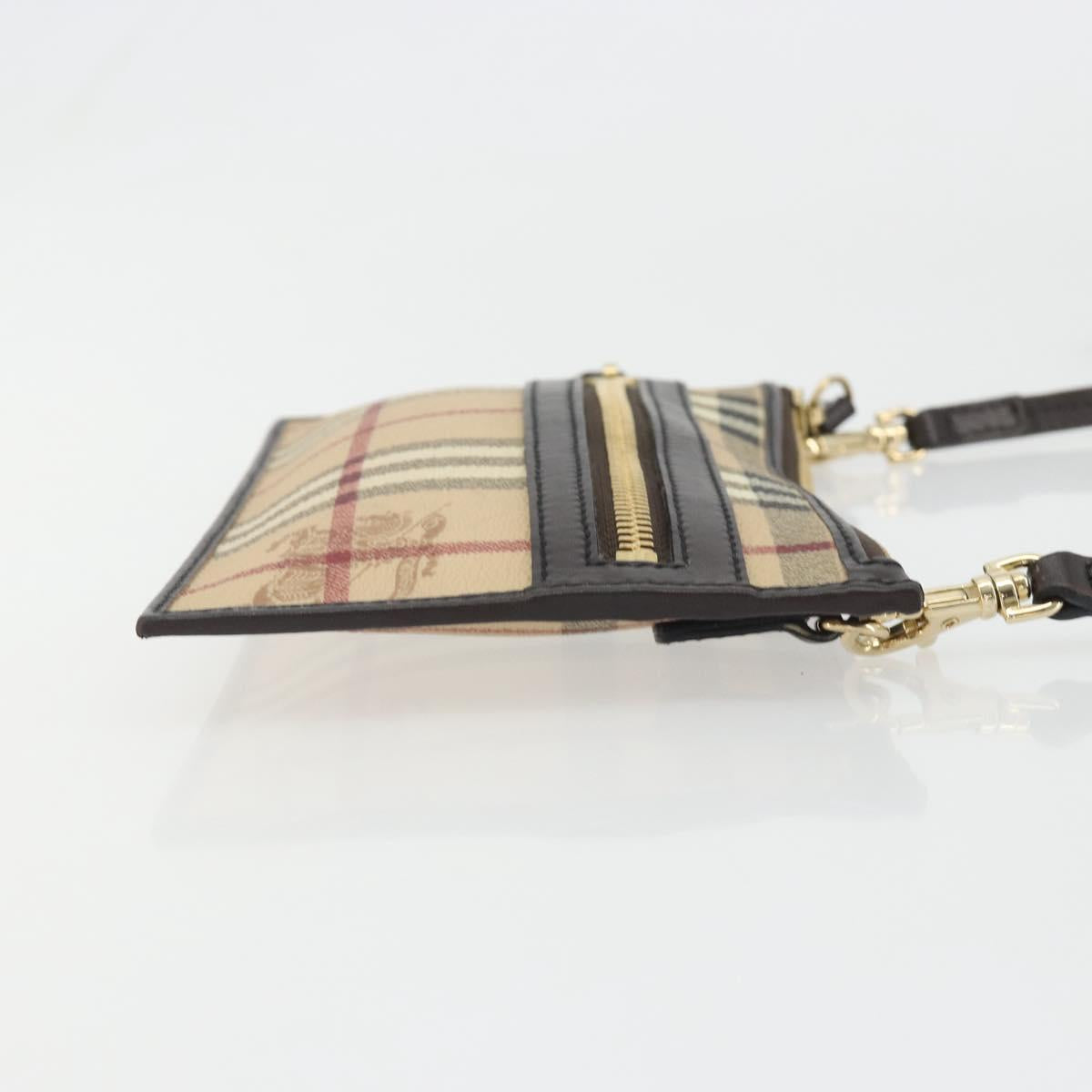 BURBERRY Nova Check Shoulder Bag PVC Beige Gold Auth 188891A