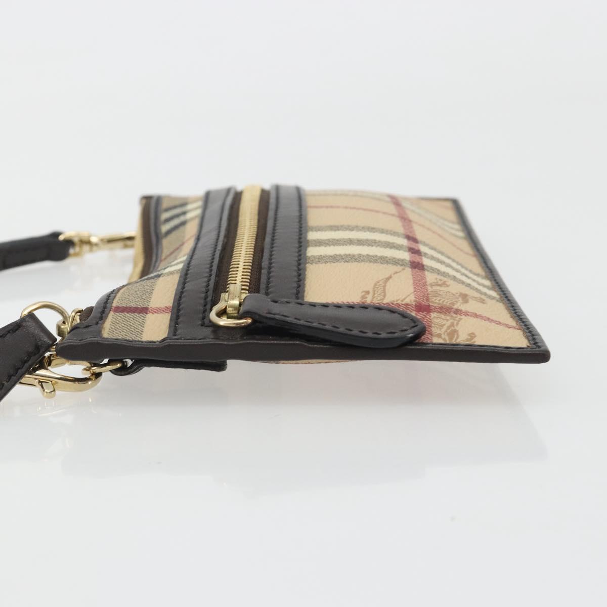 BURBERRY Nova Check Shoulder Bag PVC Beige Gold Auth 188891A