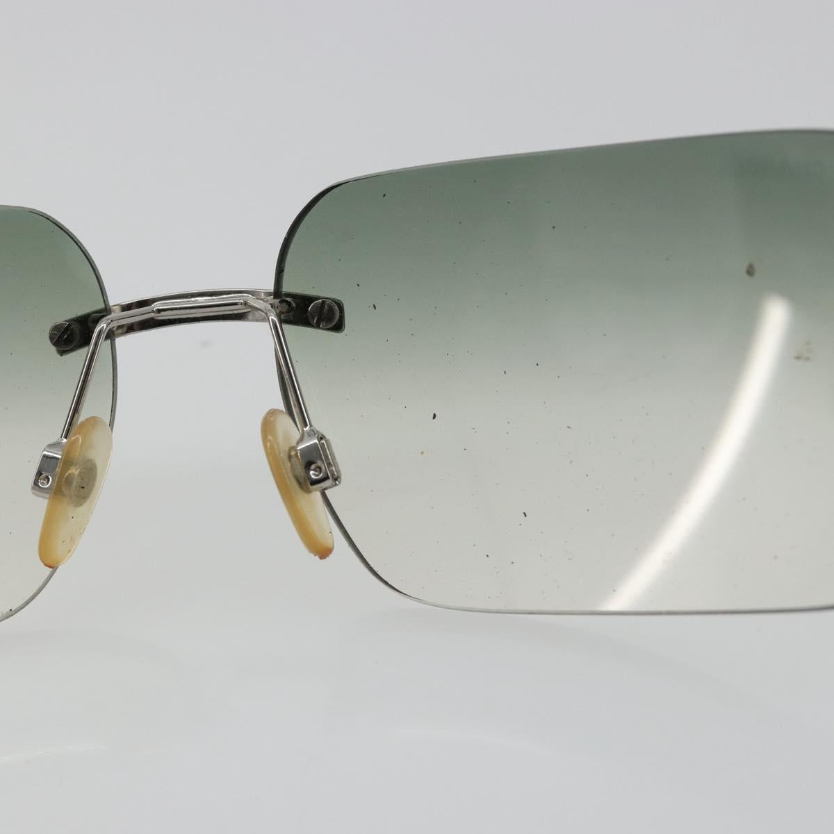 CHANEL Camelia Sunglasses metal Green CC Auth 188892