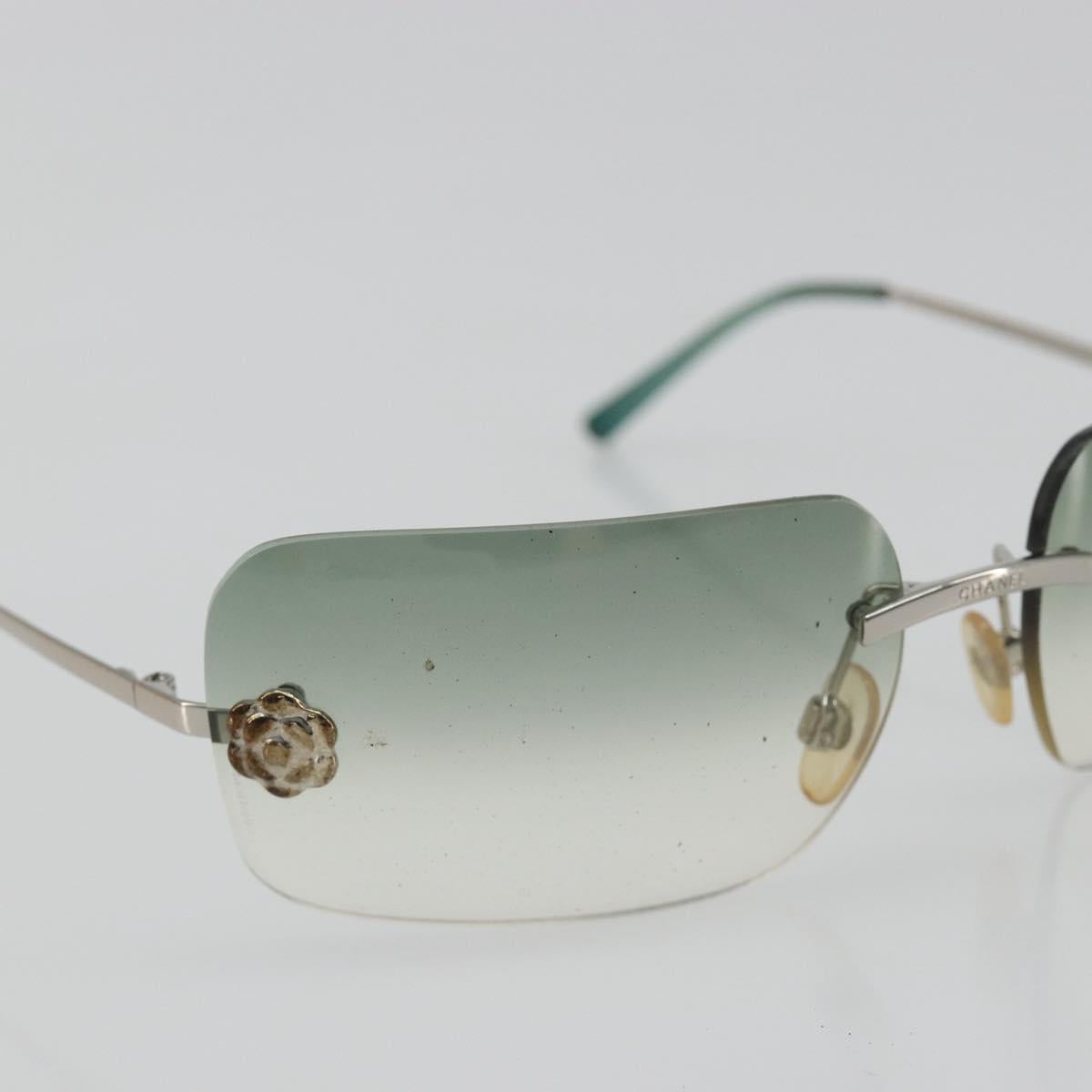 CHANEL Camelia Sunglasses metal Green CC Auth 188892