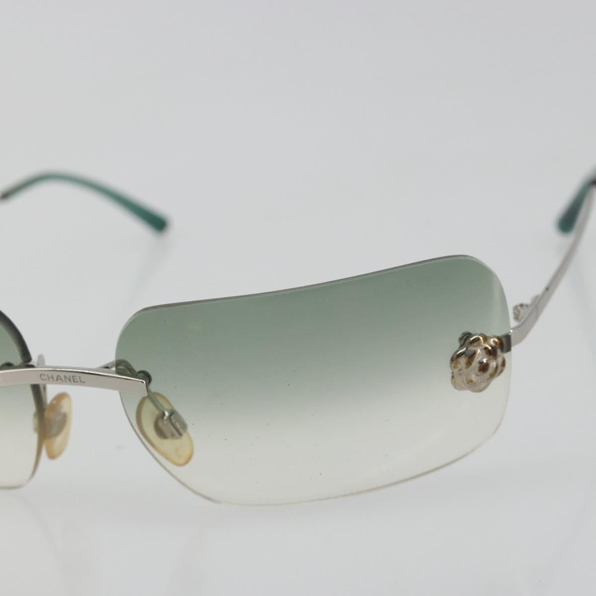 CHANEL Camelia Sunglasses metal Green CC Auth 188892