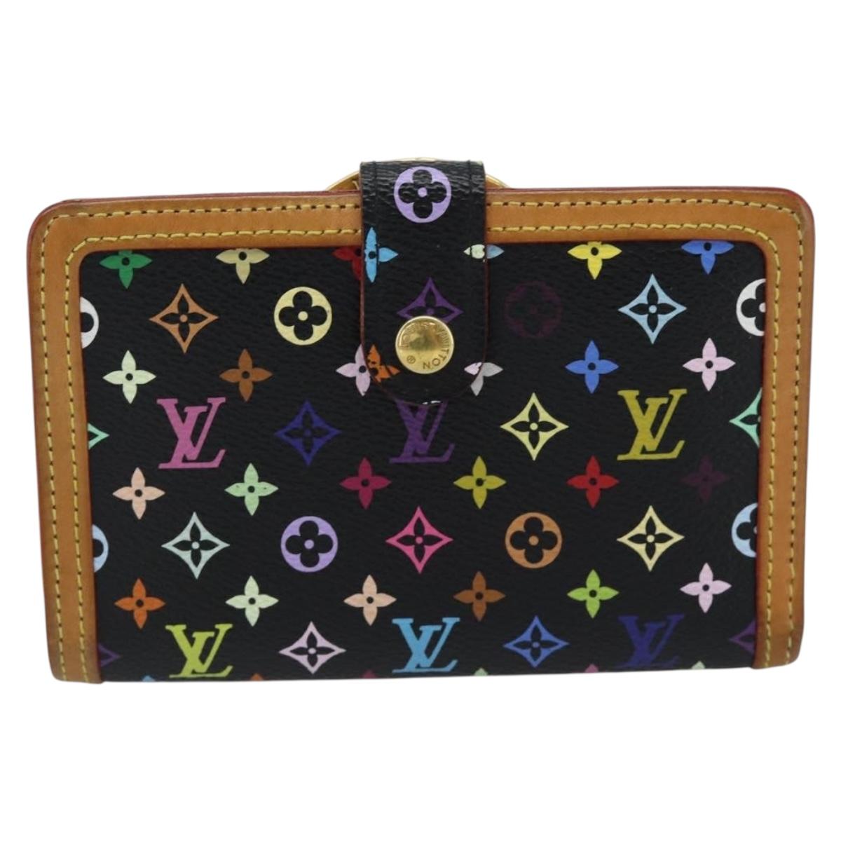 LOUIS VUITTON Multicolor Portefeuille Viennois Wallet Black M92988 Auth 188893A