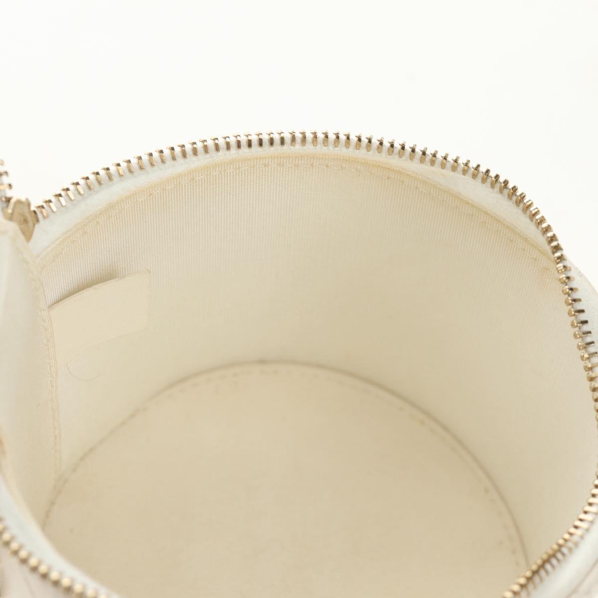 CHANEL Matelasse Chain Vanity Bag Lamb Skin White Gold CC Auth 188894SAM