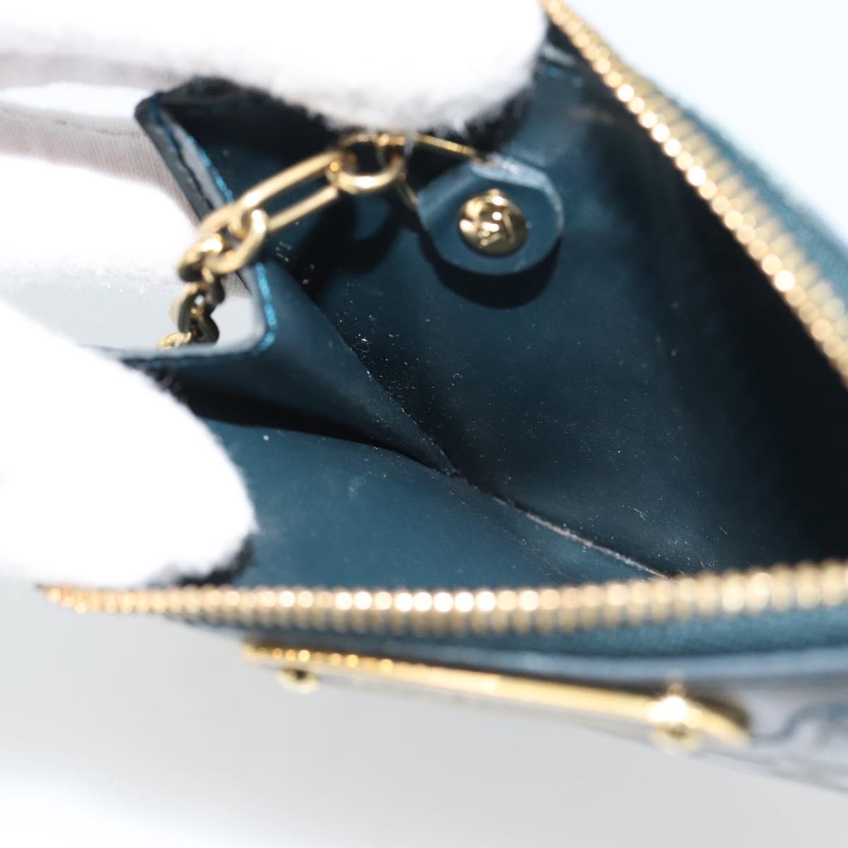 LOUIS VUITTON Vernis Pochette Cles NM Coin Purse Bluenuit M93665 LV Auth 188895