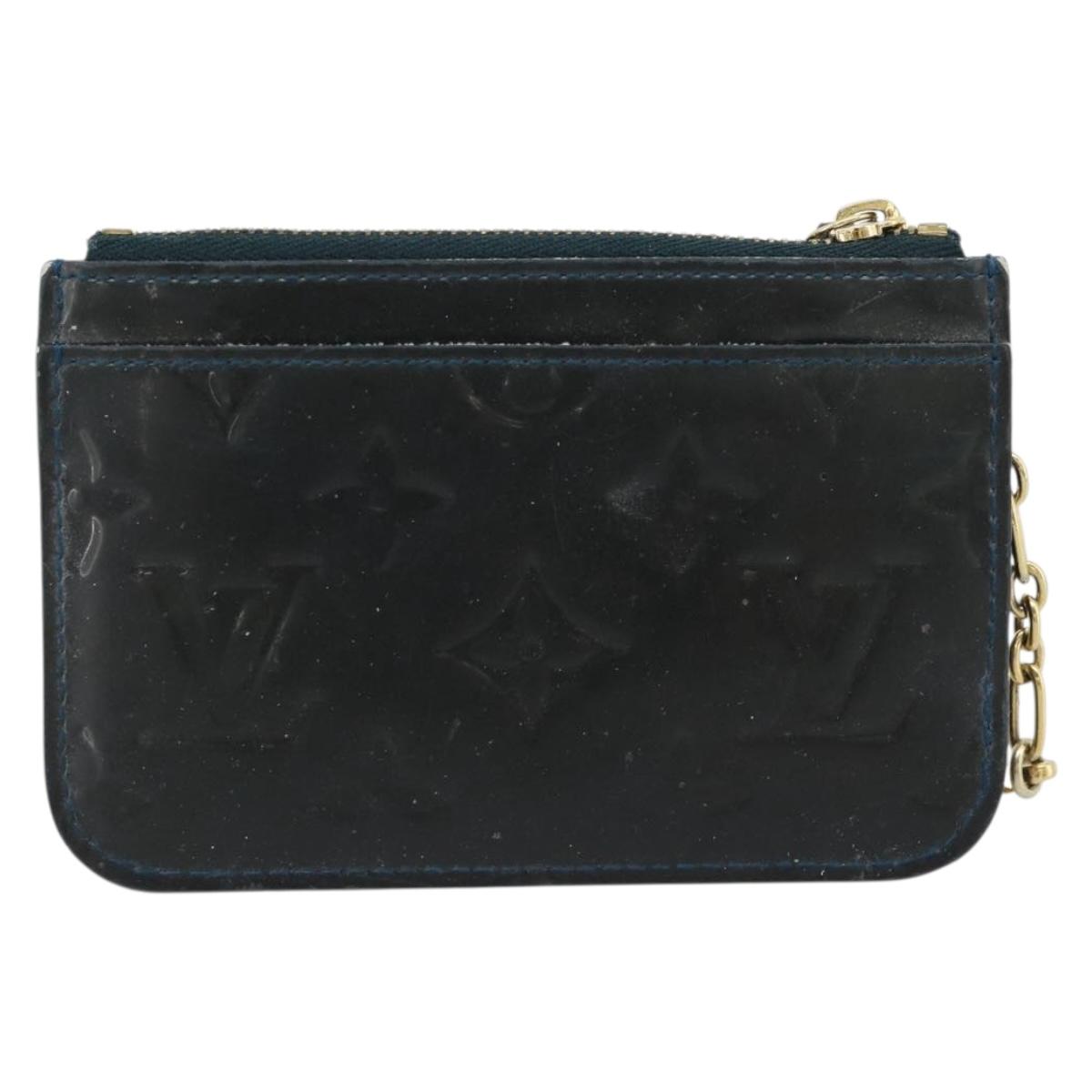 LOUIS VUITTON Vernis Pochette Cles NM Coin Purse Bluenuit M93665 LV Auth 188895