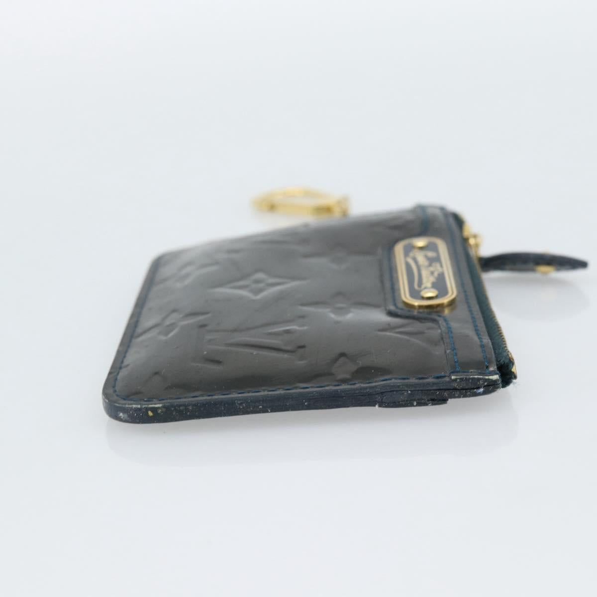 LOUIS VUITTON Vernis Pochette Cles NM Coin Purse Bluenuit M93665 LV Auth 188895