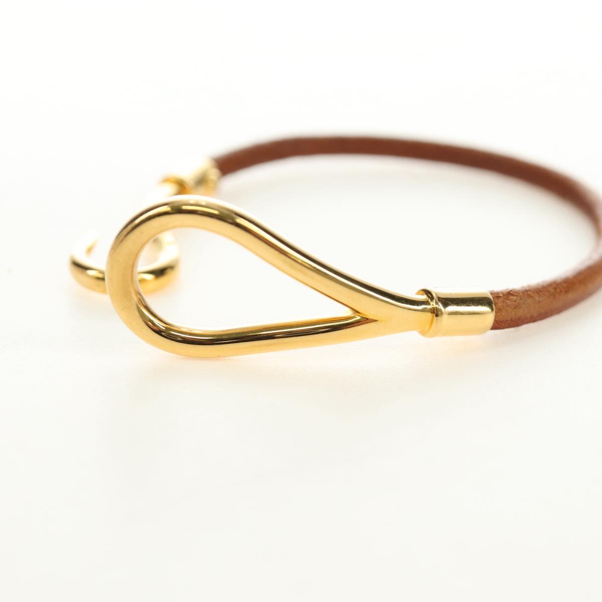 HERMES Jumbo Bracelet Leather Brown Auth 188897V