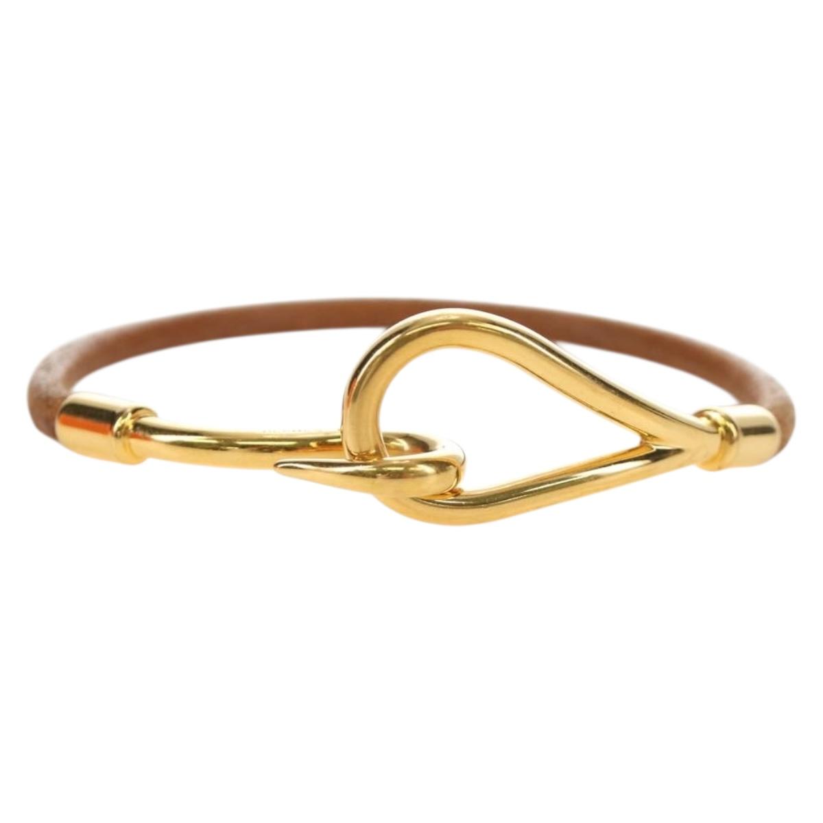 HERMES Jumbo Bracelet Leather Brown Auth 188898V