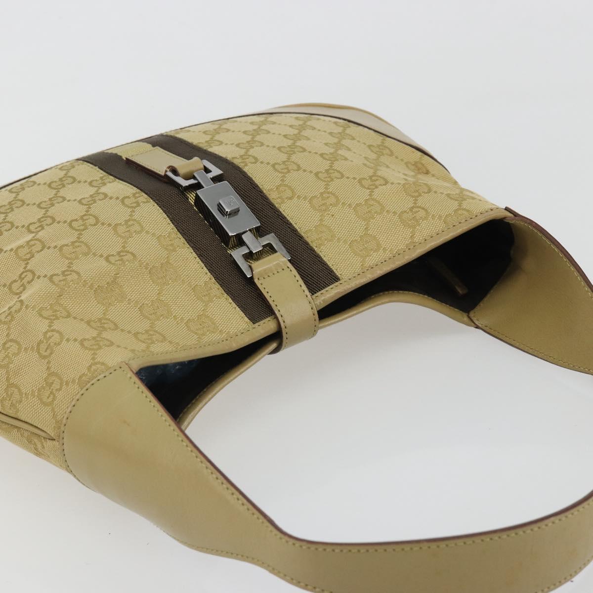 GUCCI GG Canvas Jackie Sherry Line Shoulder Bag Beige Silver 00963 Auth 188900V