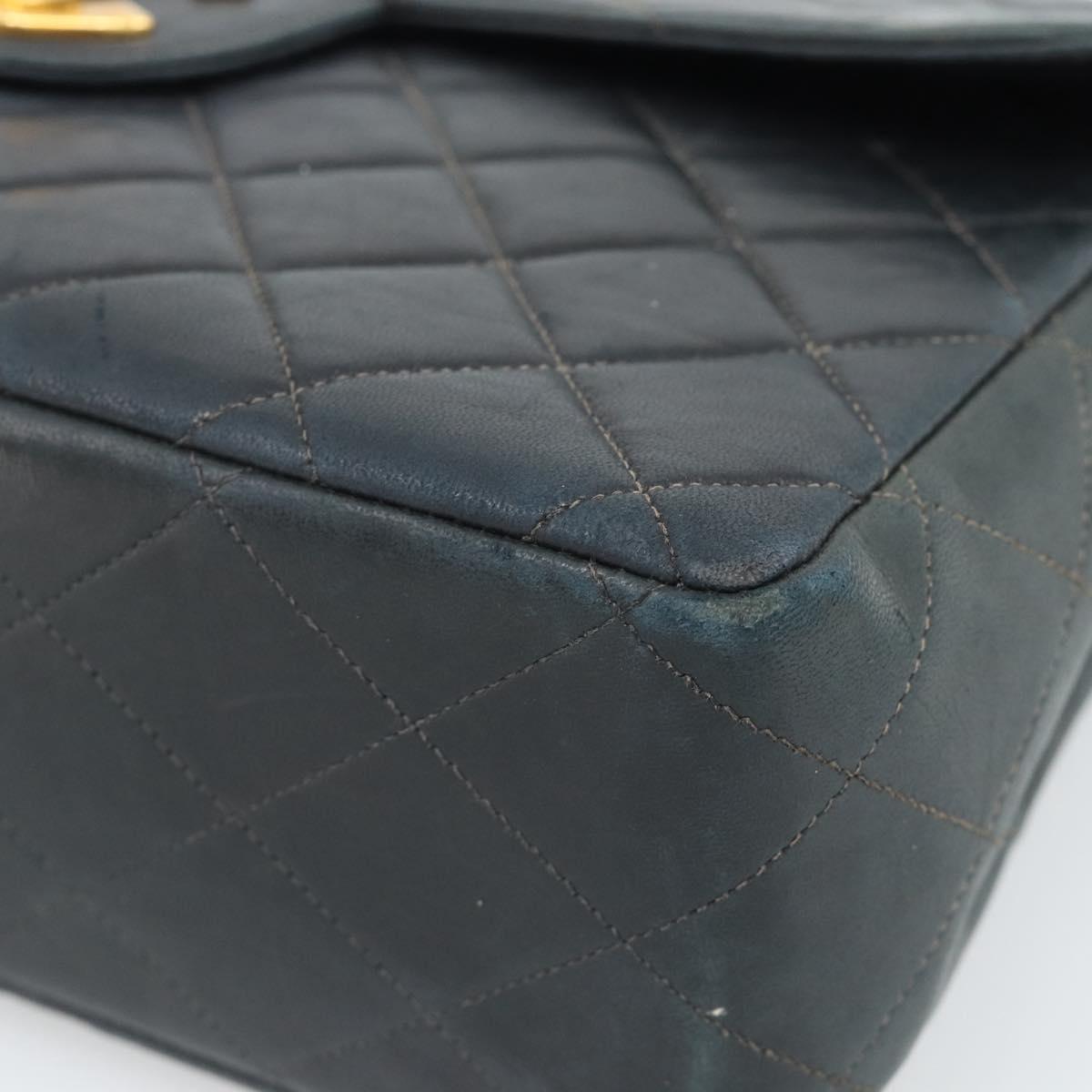 CHANEL Big Matelasse30 Chain Shoulder Bag Leather Black Gold CC Auth 188911V
