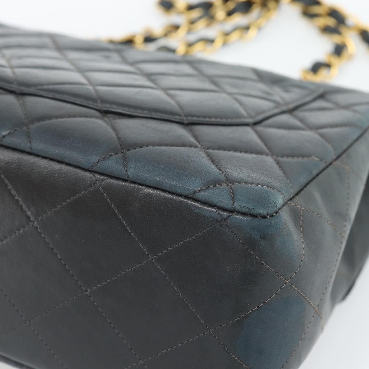CHANEL Big Matelasse30 Chain Shoulder Bag Leather Black Gold CC Auth 188911V