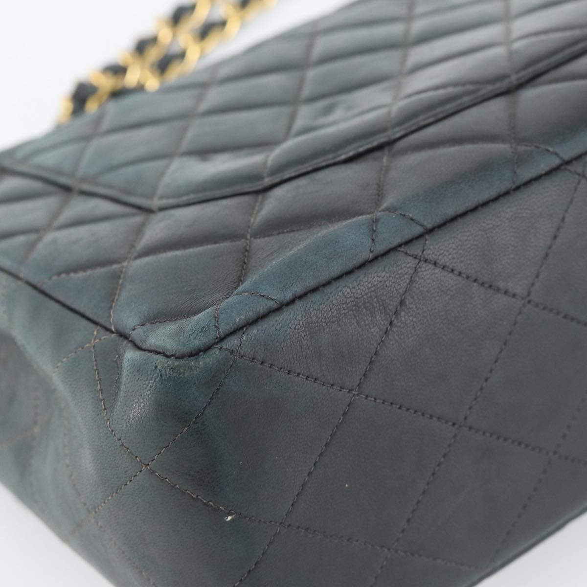 CHANEL Big Matelasse30 Chain Shoulder Bag Leather Black Gold CC Auth 188911V