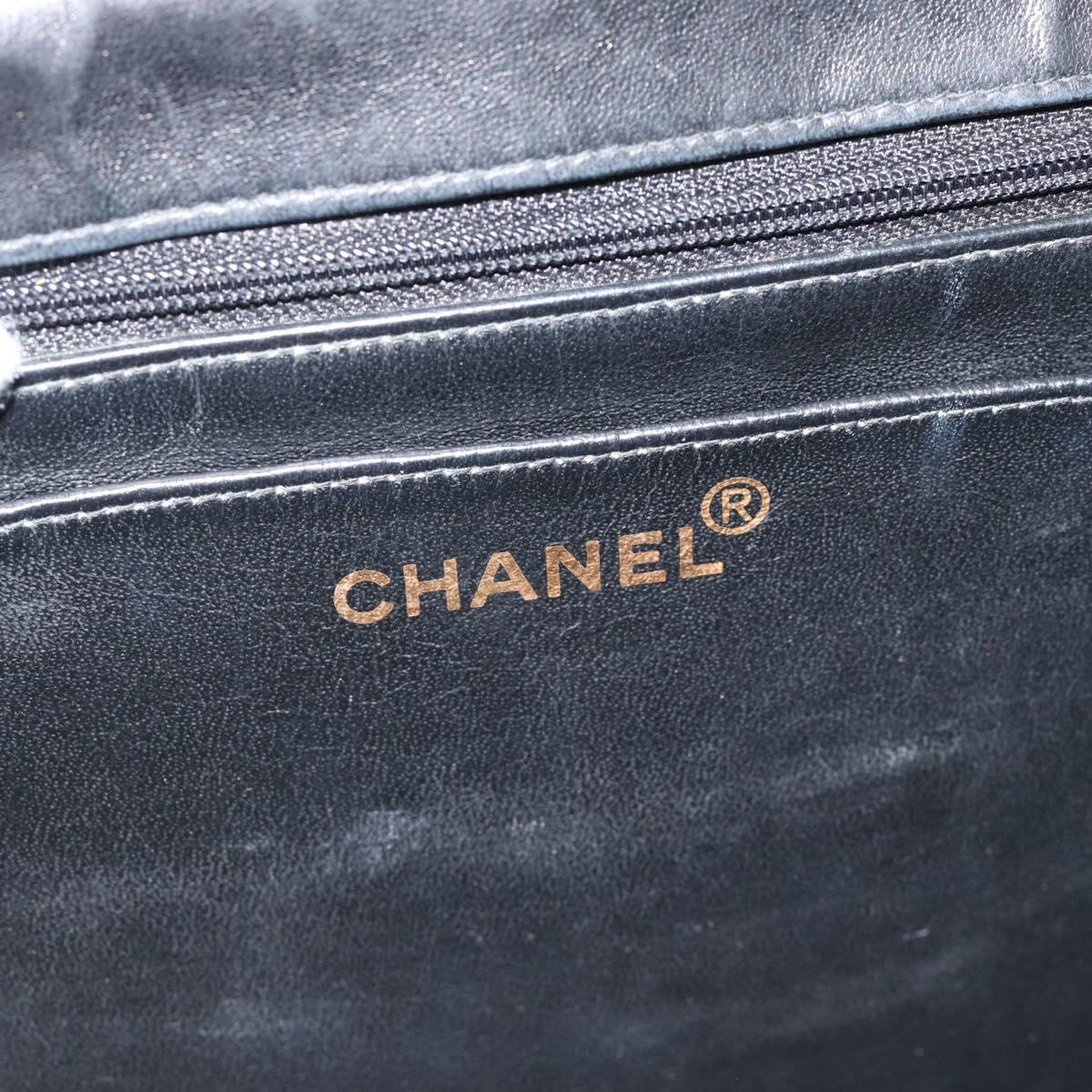 CHANEL Big Matelasse30 Chain Shoulder Bag Leather Black Gold CC Auth 188911V