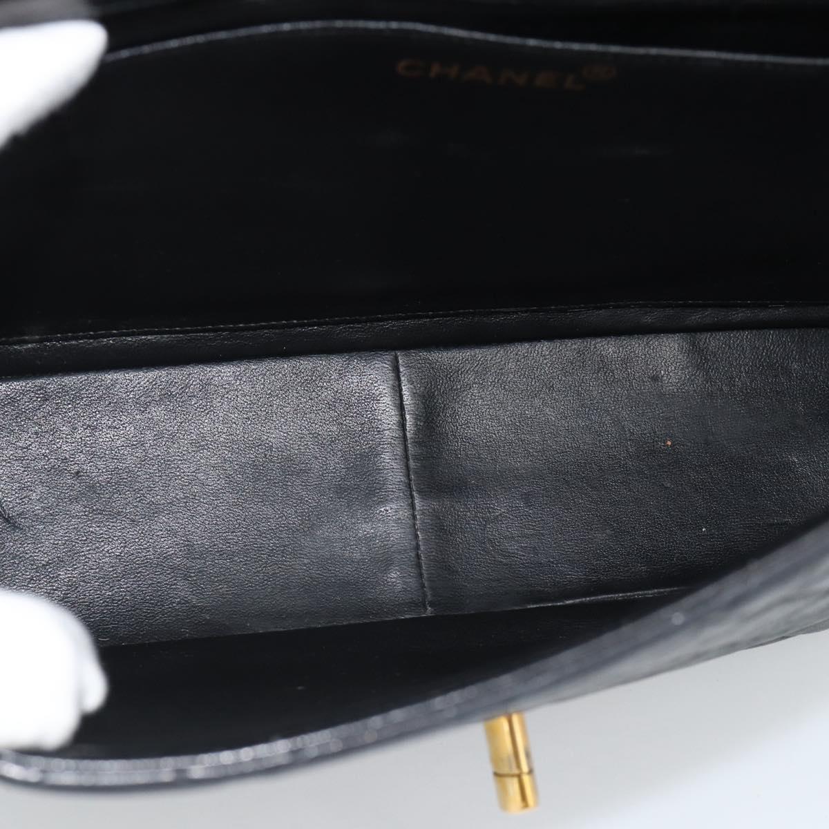 CHANEL Big Matelasse30 Chain Shoulder Bag Leather Black Gold CC Auth 188911V