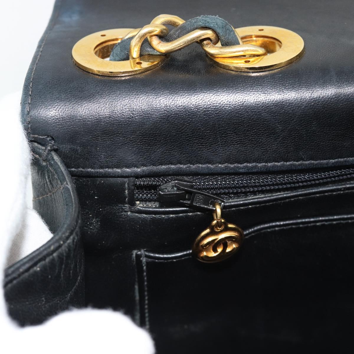 CHANEL Big Matelasse30 Chain Shoulder Bag Leather Black Gold CC Auth 188911V