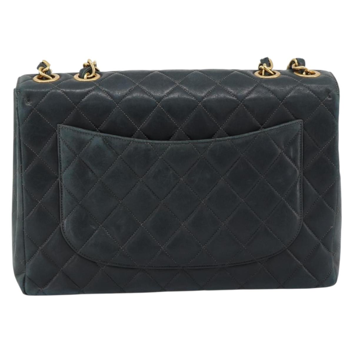 CHANEL Big Matelasse30 Chain Shoulder Bag Leather Black Gold CC Auth 188911V