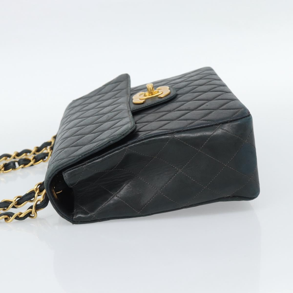 CHANEL Big Matelasse30 Chain Shoulder Bag Leather Black Gold CC Auth 188911V