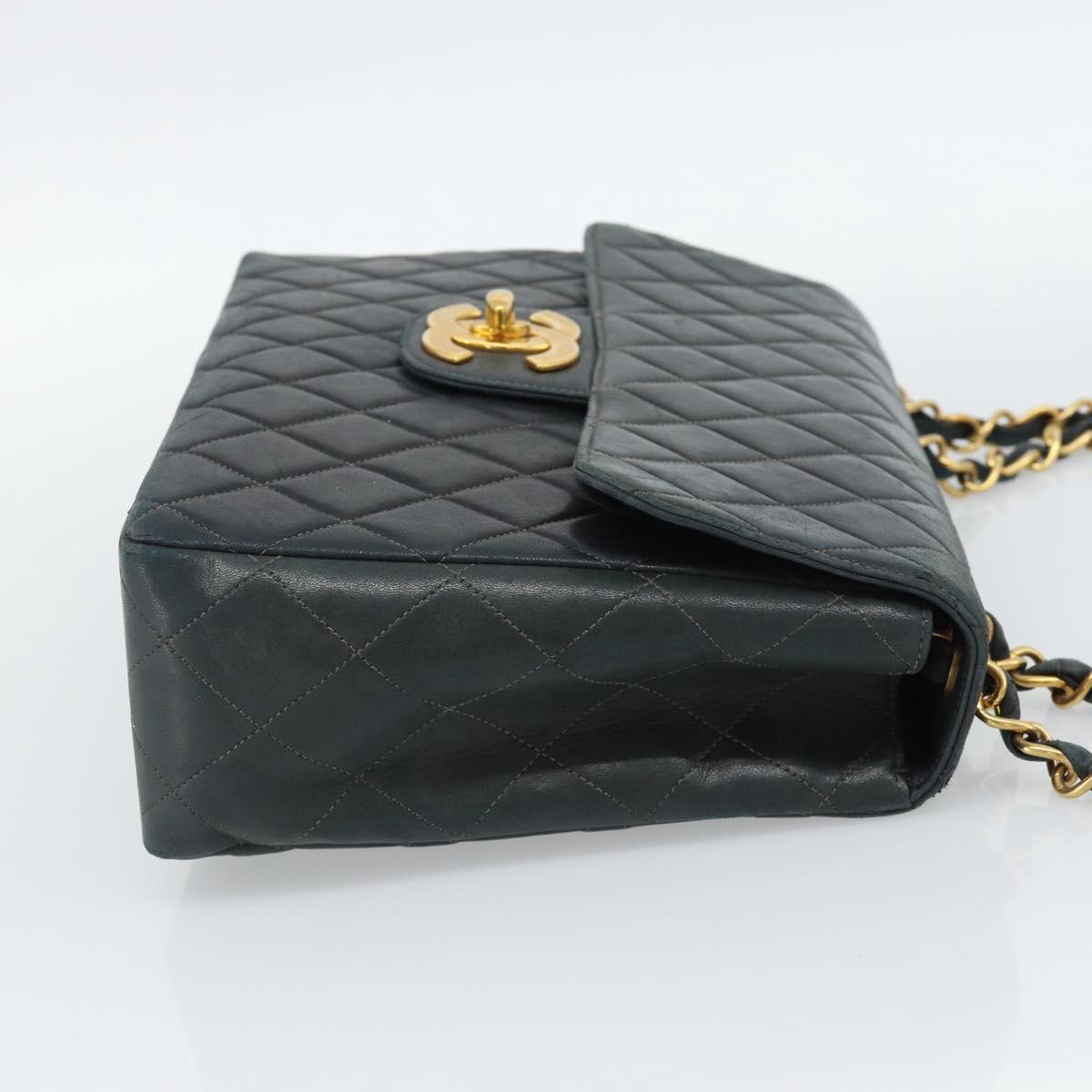 CHANEL Big Matelasse30 Chain Shoulder Bag Leather Black Gold CC Auth 188911V