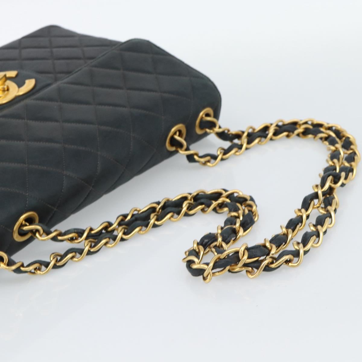 CHANEL Big Matelasse30 Chain Shoulder Bag Leather Black Gold CC Auth 188911V