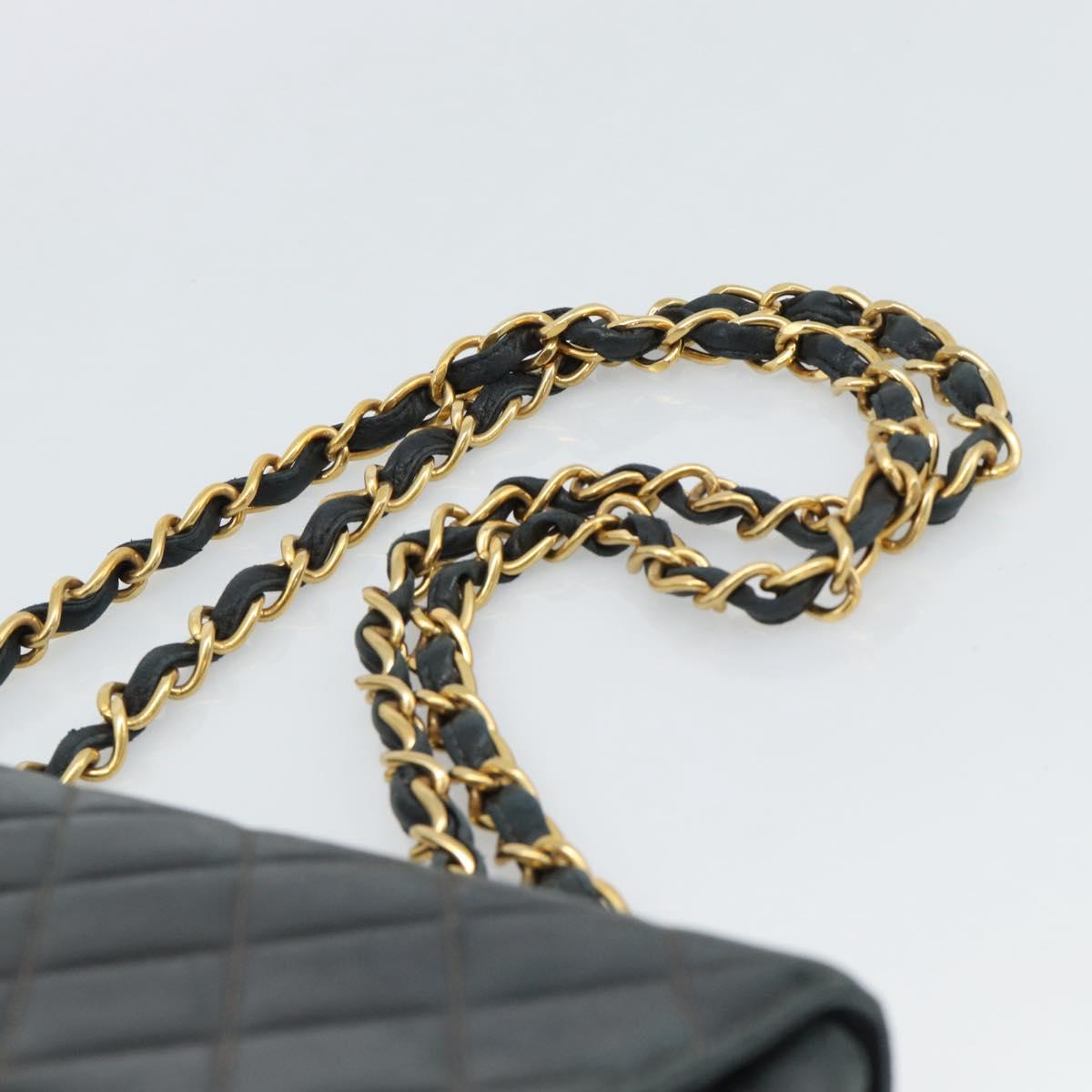 CHANEL Big Matelasse30 Chain Shoulder Bag Leather Black Gold CC Auth 188911V