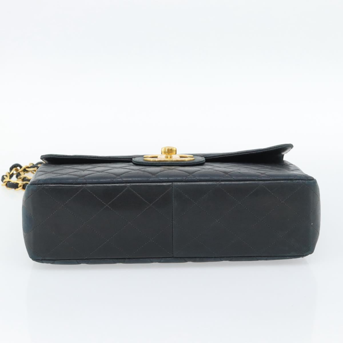 CHANEL Big Matelasse30 Chain Shoulder Bag Leather Black Gold CC Auth 188911V