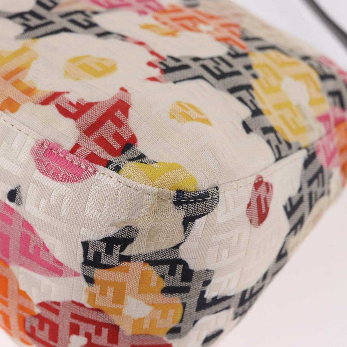 FENDI Mamma Baguette Zucchino Canvas Shoulder Bag Multicolor Gold Auth 188917SAM