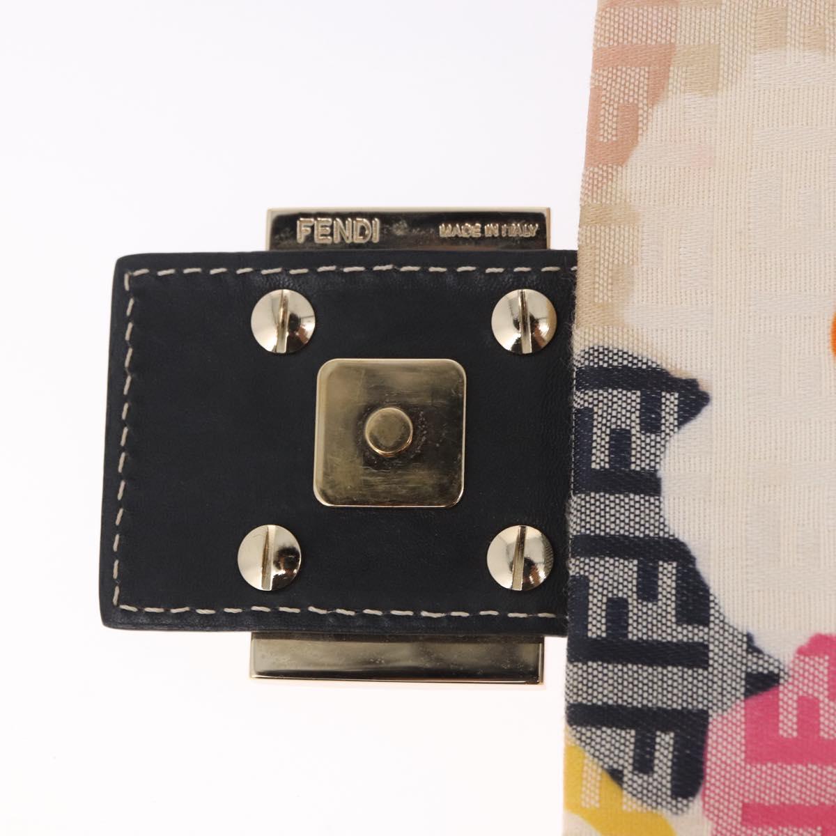 FENDI Mamma Baguette Zucchino Canvas Shoulder Bag Multicolor Gold Auth 188917SAM