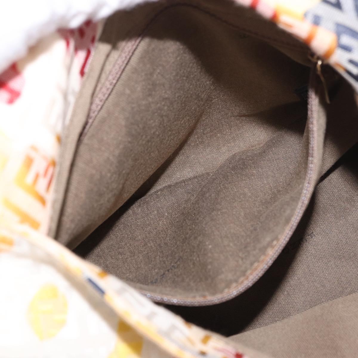 FENDI Mamma Baguette Zucchino Canvas Shoulder Bag Multicolor Gold Auth 188917SAM