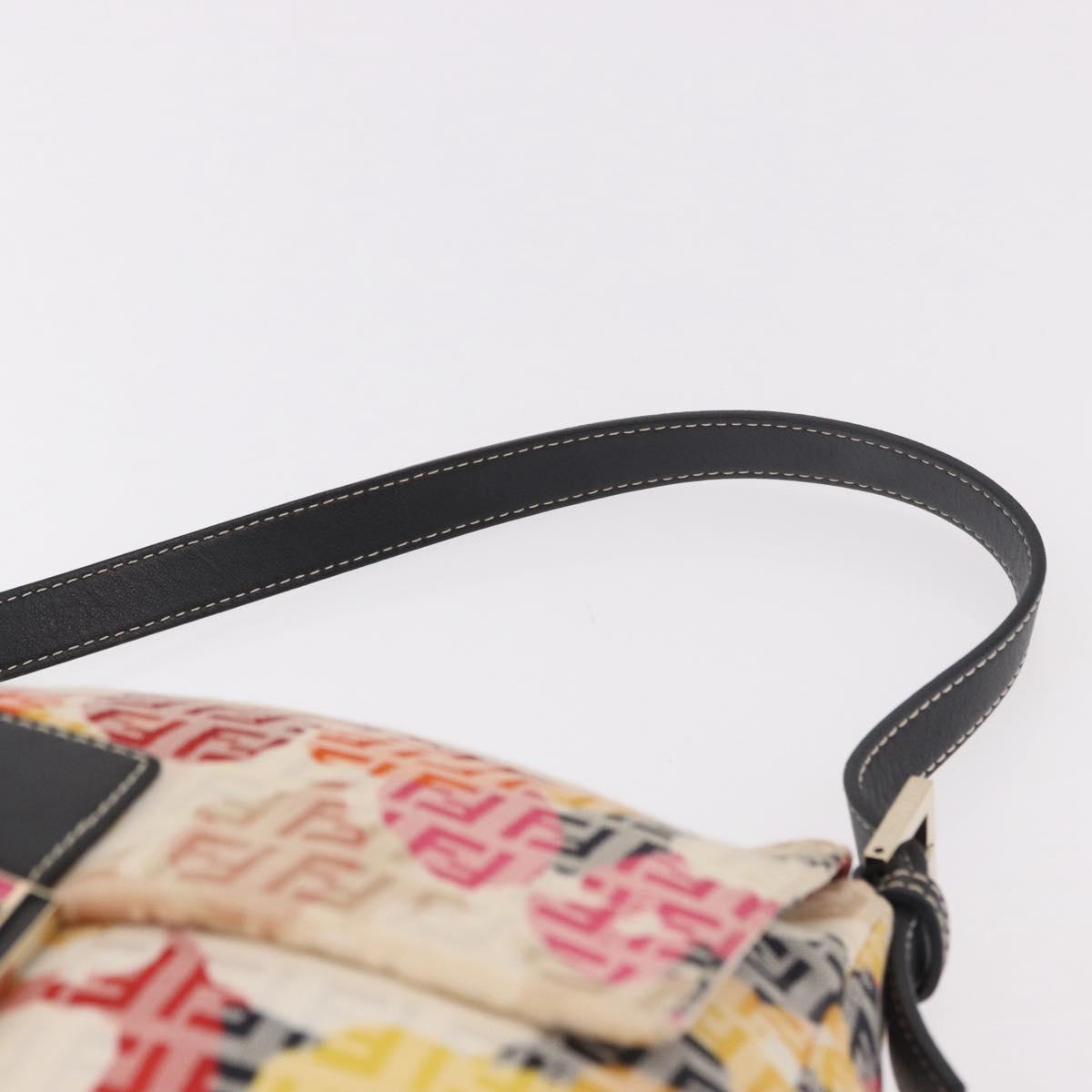 FENDI Mamma Baguette Zucchino Canvas Shoulder Bag Multicolor Gold Auth 188917SAM