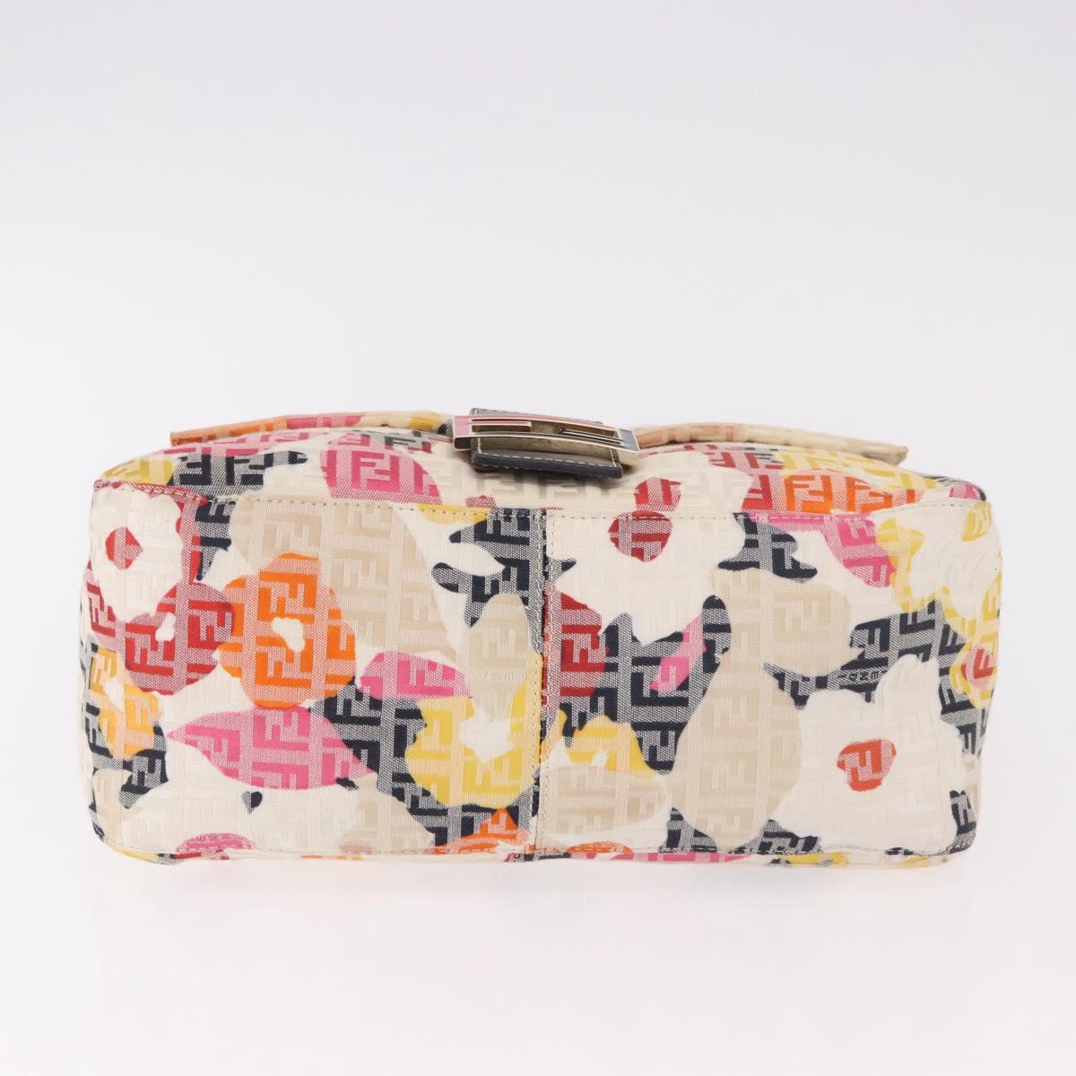 FENDI Mamma Baguette Zucchino Canvas Shoulder Bag Multicolor Gold Auth 188917SAM