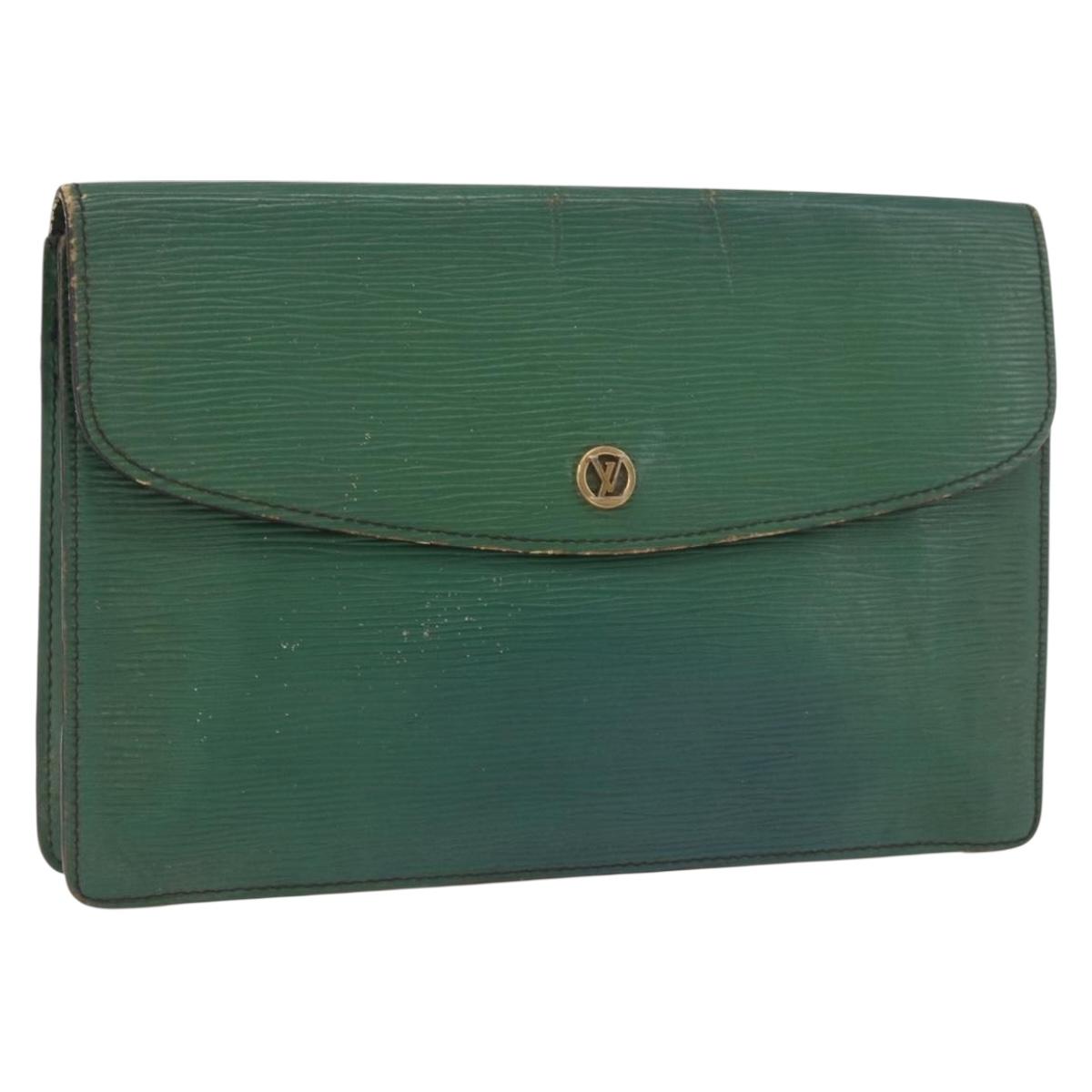 LOUIS VUITTON Epi Montaigne 27 Clutch Bag Green M52654 LV Auth 188920