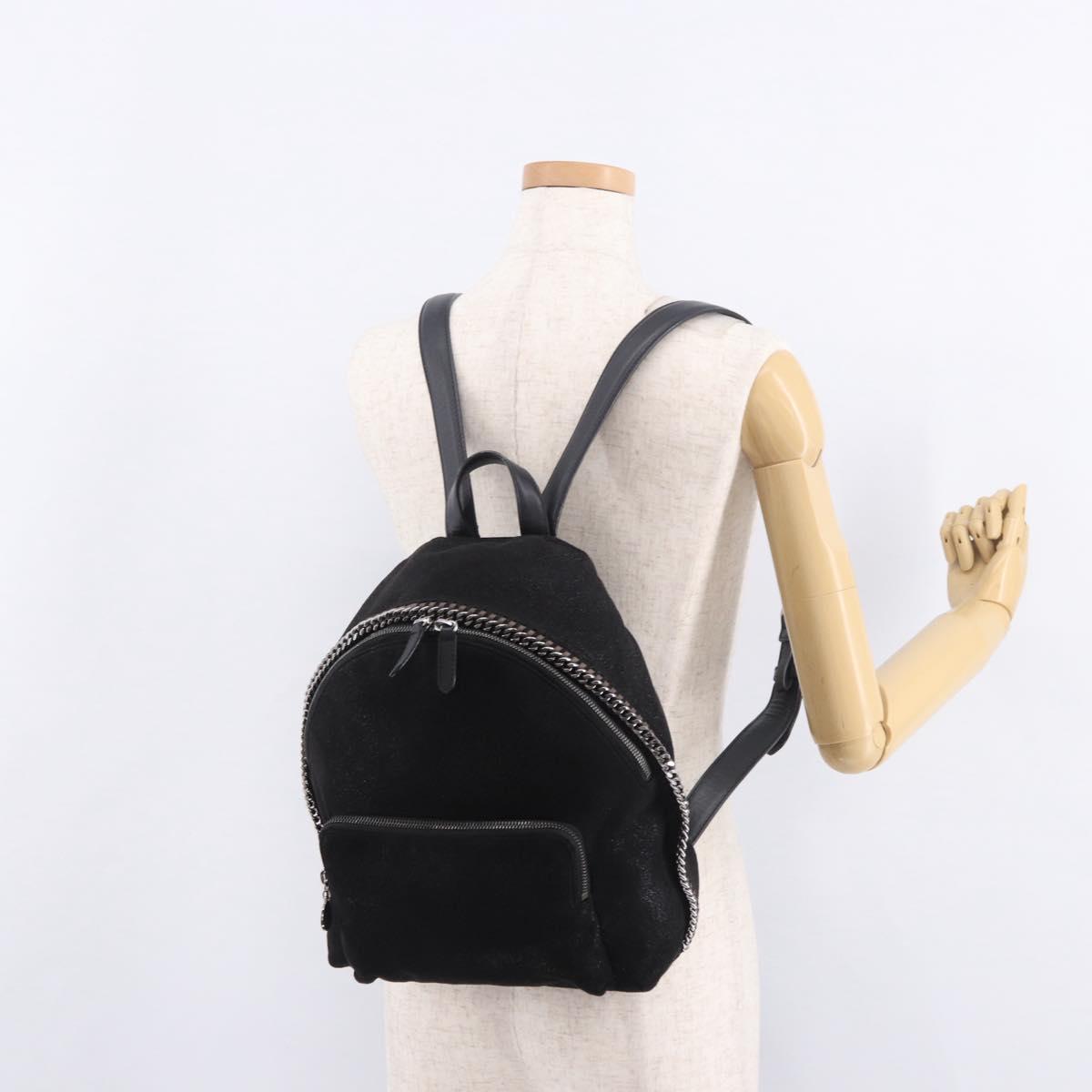 Stella MacCartney Falabella Backpack polyester Black Silver Auth 188925A