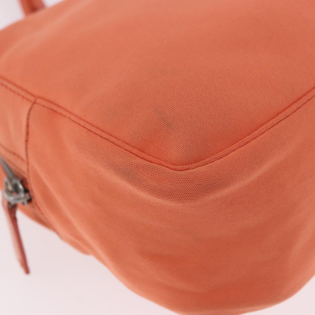 FENDI Tote Bag Cotton jersey Orange Silver Auth 188926