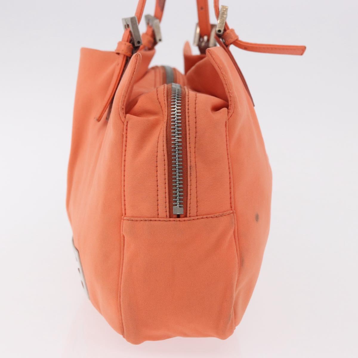 FENDI Tote Bag Cotton jersey Orange Silver Auth 188926