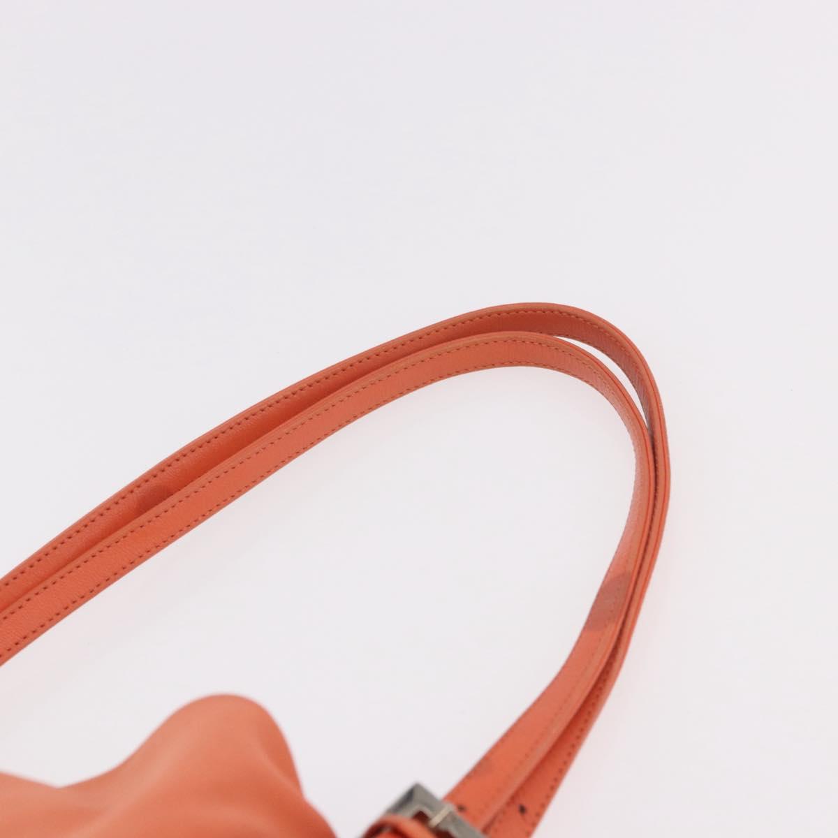 FENDI Tote Bag Cotton jersey Orange Silver Auth 188926
