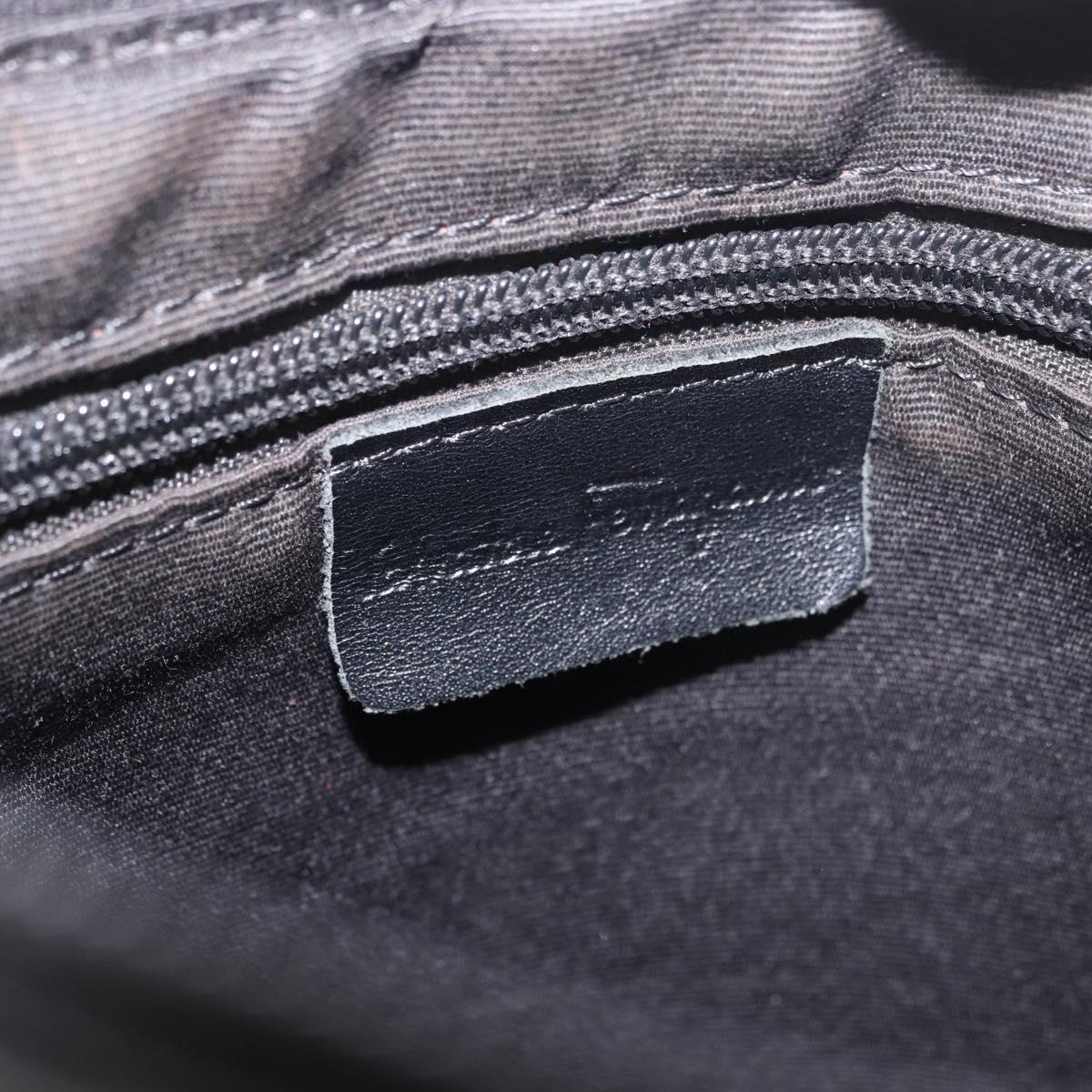 Salvatore Ferragamo Gancini Shoulder Bag Leather Black Silver Auth 188927A