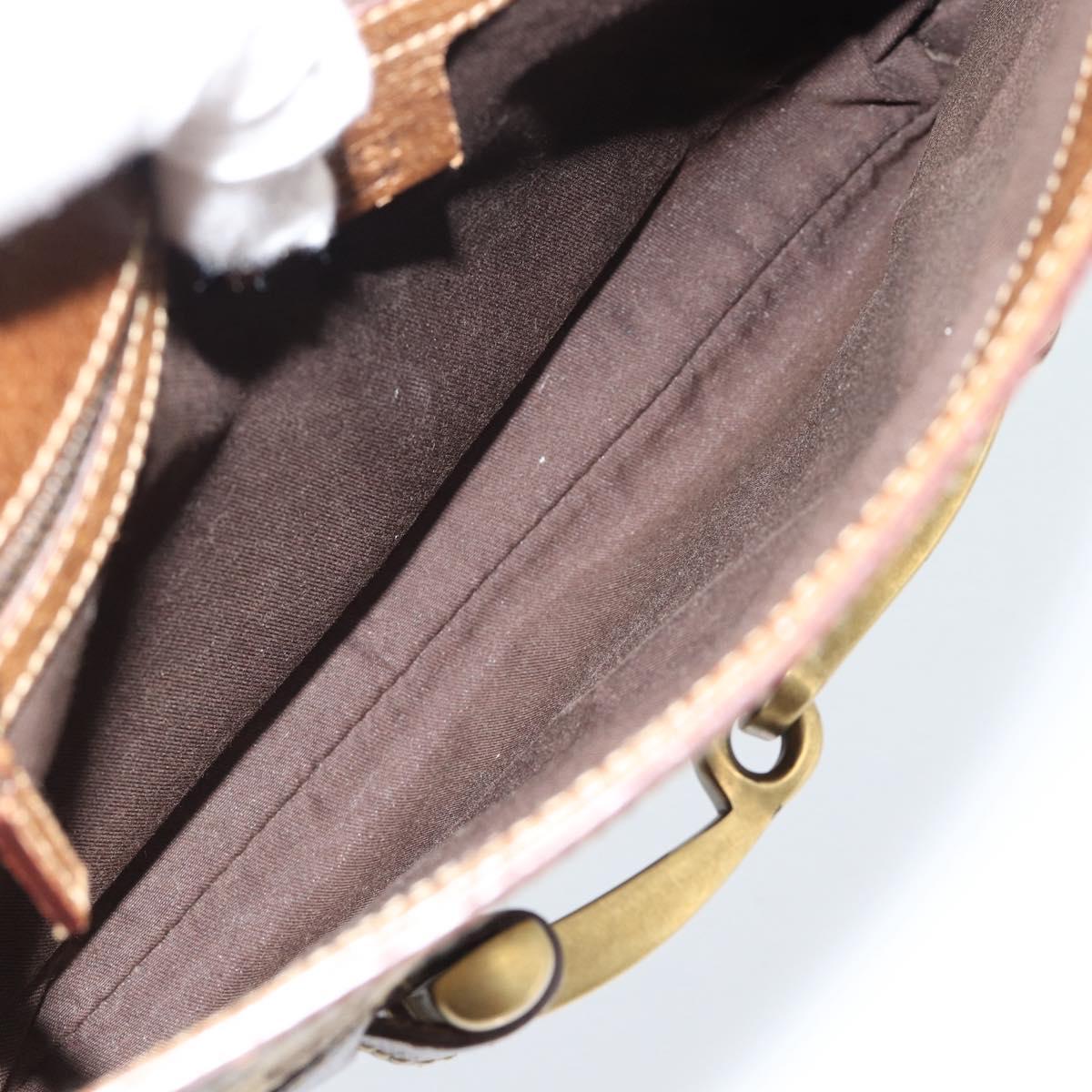 GUCCI Horsebit Shoulder Bag GG Canvas Beige Gold 144010 Auth 188928V